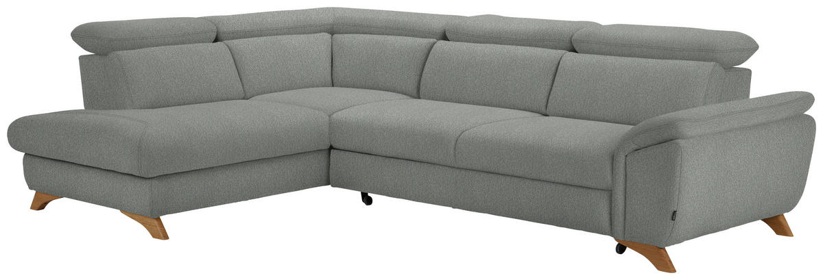 ECKSOFA in Chenille Silberfarben  - Eichefarben/Silberfarben, Modern, Holz/Textil (212/287cm) - Valnatura