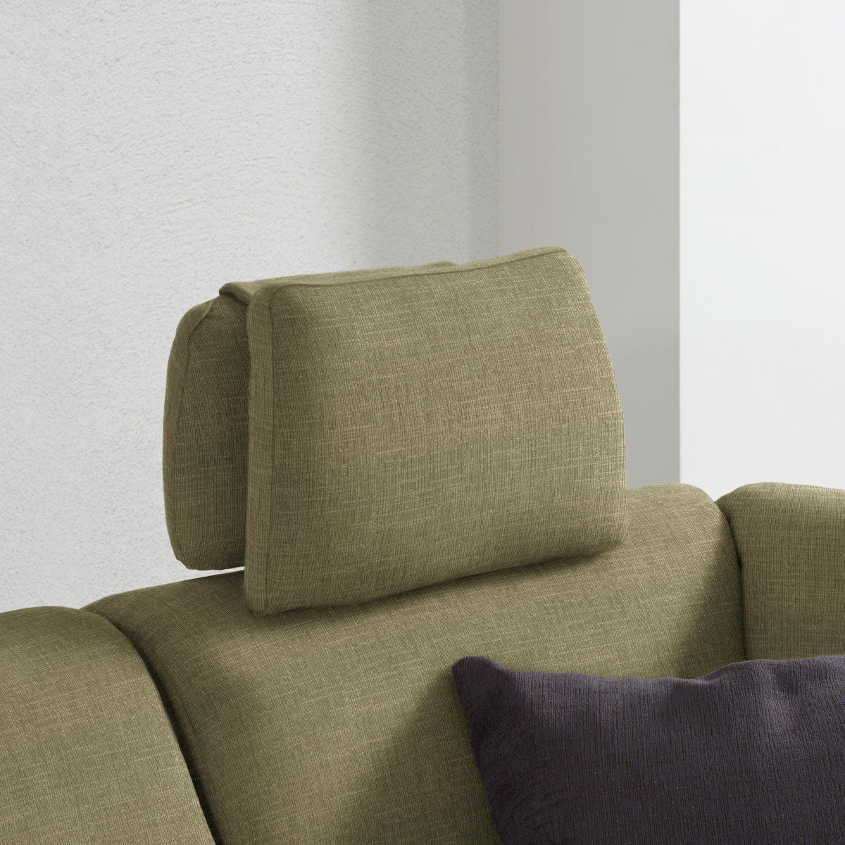 ECKSOFA in Chenille Olivgrün  226/208 cm  - Schwarz/Olivgrün, KONVENTIONELL, Textil (226/208cm) - Sedda