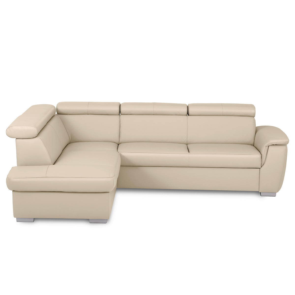 WOHNLANDSCHAFT  in Kombination Echtleder/Lederlook Grau  - Grau, Leder/Metall (211/262cm) - Celina Home