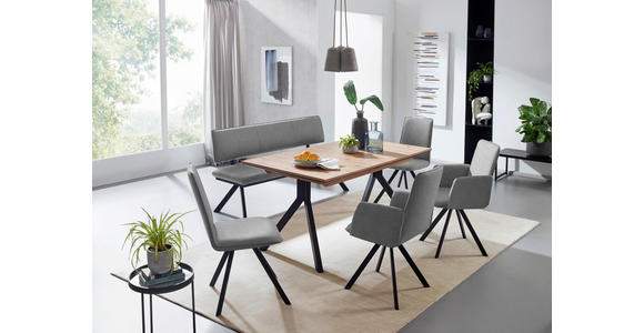 SITZBANK 180/86,5/60 cm in Schwarz, Hellgrau - Hellgrau/Schwarz, Design, Textil/Metall (180/86,5/60cm) - Cantus