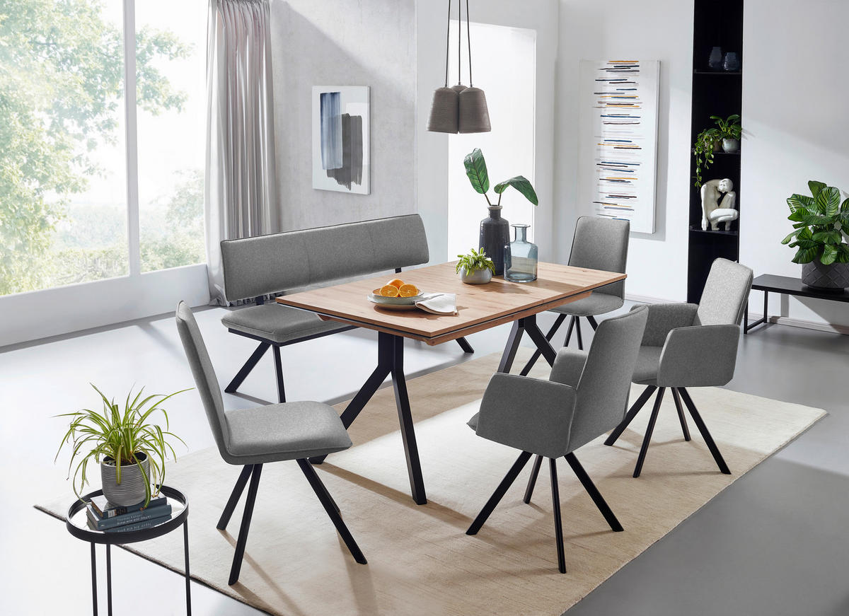 SITZBANK 180/86,5/60 cm  in Schwarz, Hellgrau  - Hellgrau/Schwarz, Design, Textil/Metall (180/86,5/60cm) - Cantus