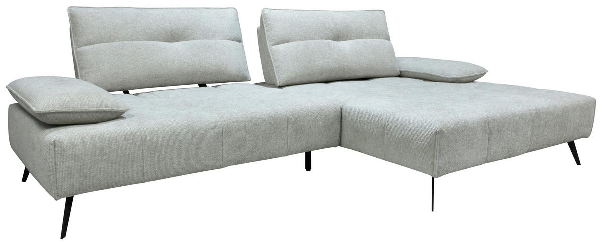 ECKSOFA Ottomane rechts  Greige Chenille  - Greige/Schwarz, Design, Textil/Metall (284/188cm) - Stylife