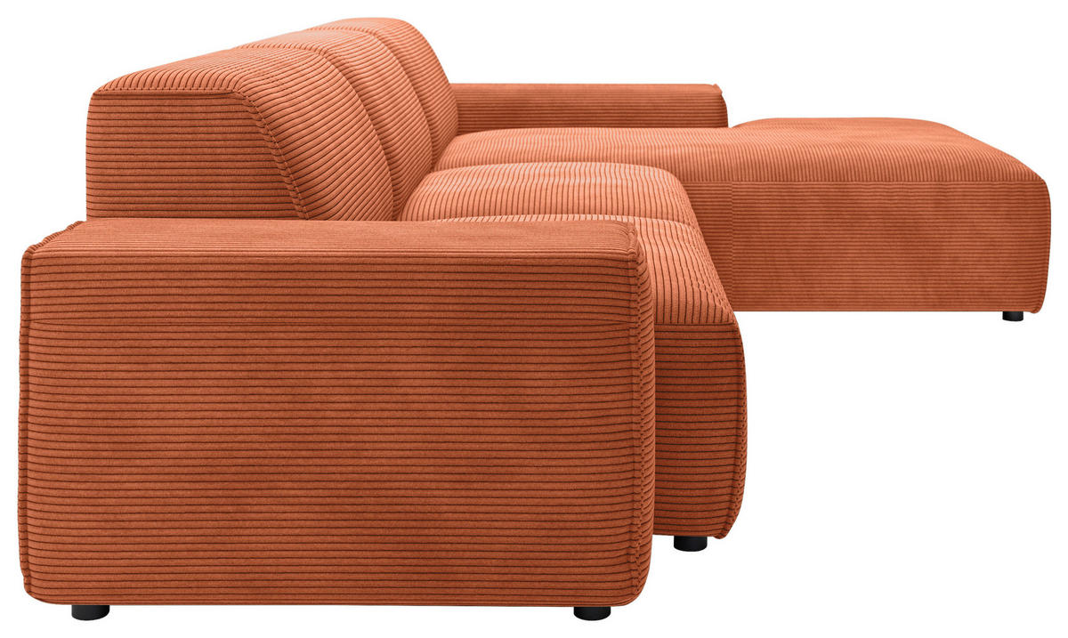 ECKSOFA 9125 Aprikose Cord  - Aprikose/Schwarz, Design, Kunststoff/Textil (300/189cm) - Pure Home Lifestyle