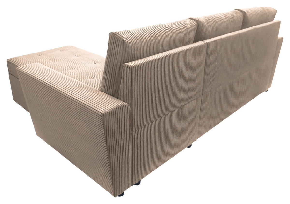ECKSOFA TERMOLI in Cord Taupe  231/155 cm  - Taupe/Schwarz, Design, Kunststoff/Textil (231/155cm) - MID.YOU