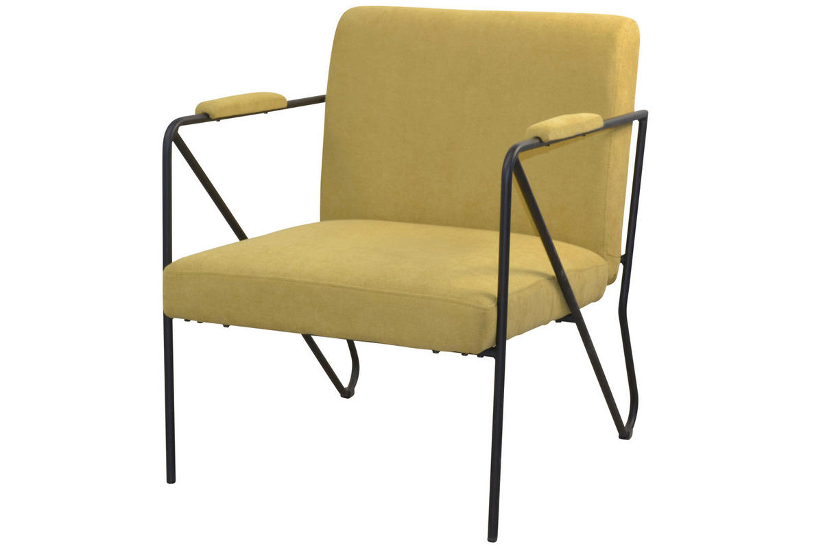 SESSEL Webstoff, Flachgewebe Gelb, Senfgelb    - Gelb/Senfgelb, Design, Textil/Metall (76/64/77cm) - MID.YOU