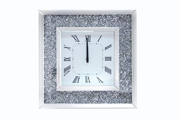 ZIDNI SAT 50/50/5 cm - bela/srebrna, Dizajnerski, staklo/pločasti materijal (50/50/5cm) - Ti'me