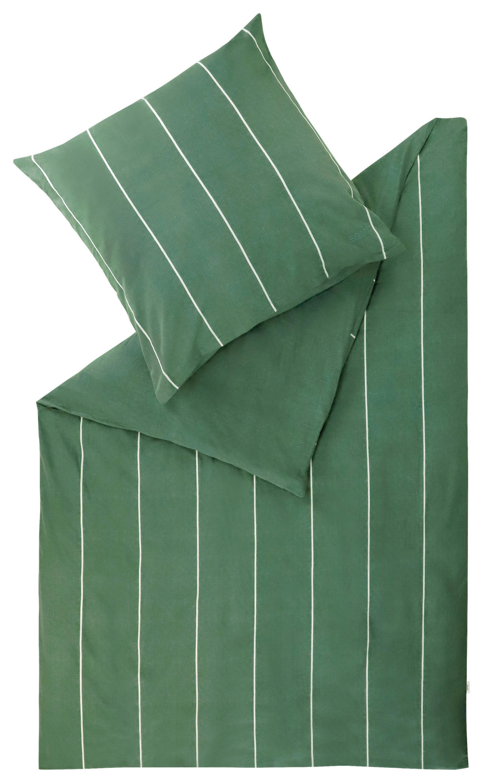 WENDEBETTWÄSCHE 135/200 cm E-HarpStripe-F Flanell  - Dunkelgrün/Grün, Design, Textil (135/200cm) - Esprit
