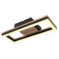 LED-DECKENLEUCHTE 12 W    34,5/13/5,8 cm  - Dunkelbraun/Opal, Design, Holzwerkstoff/Kunststoff (34,5/13/5,8cm) - Globo