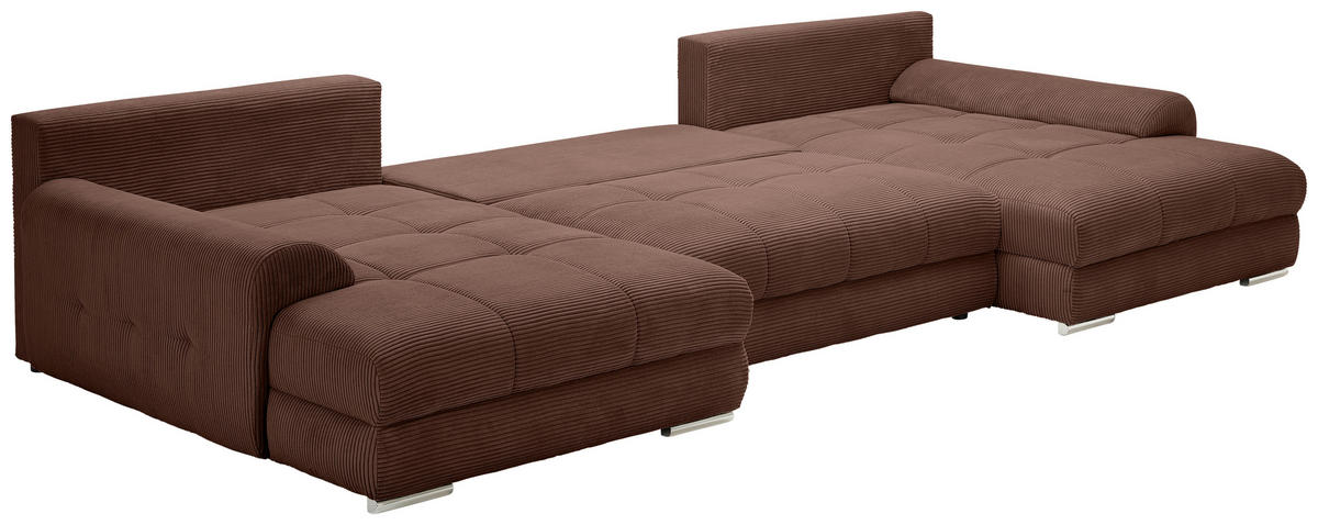 WOHNLANDSCHAFT Dunkelbraun Cord  - Chromfarben/Dunkelbraun, KONVENTIONELL, Kunststoff/Textil (180/376/180cm) - Carryhome