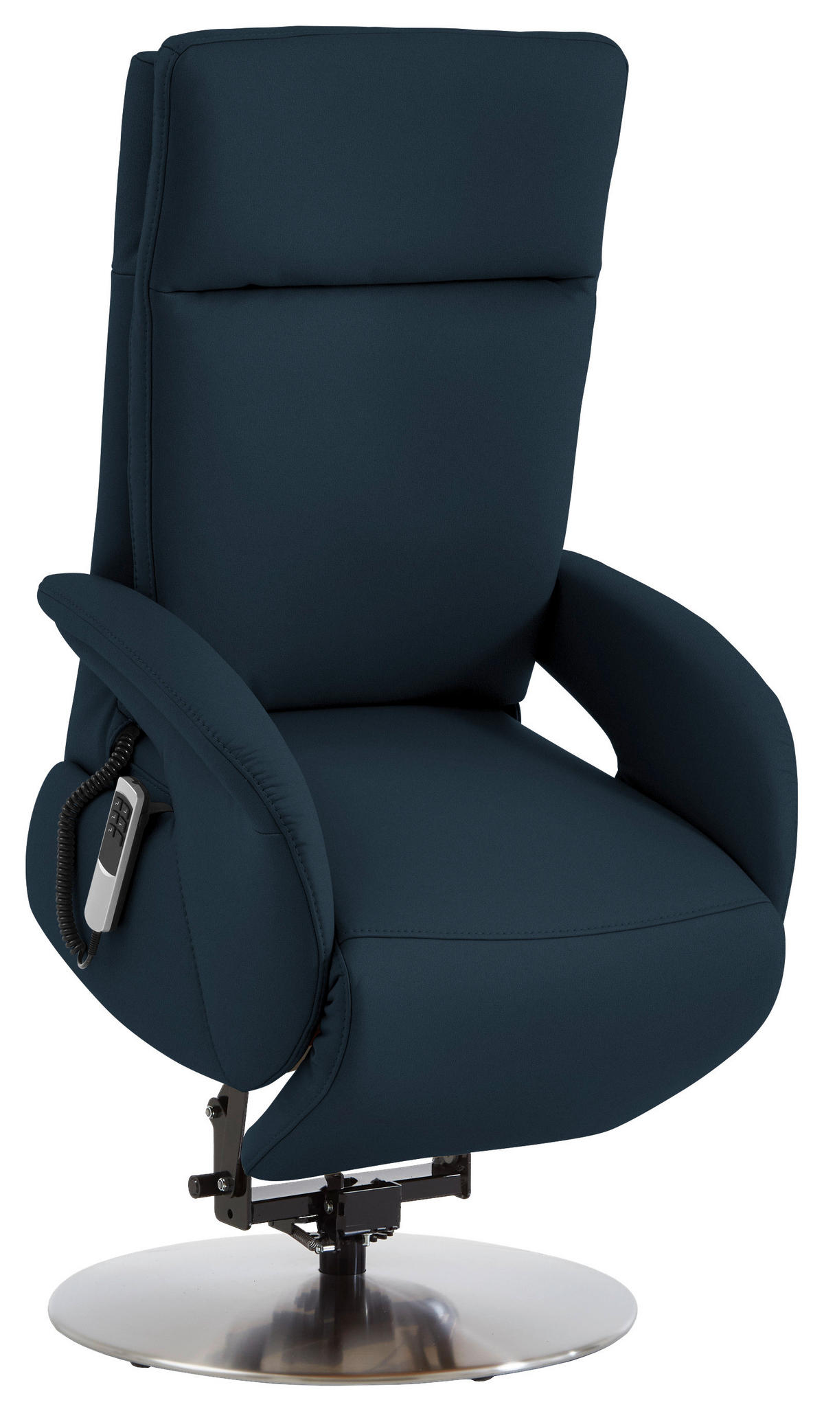 RELAXSESSEL in Leder Dunkelblau  - Edelstahlfarben/Dunkelblau, Design, Leder/Metall (70/108/80cm) - Cantus