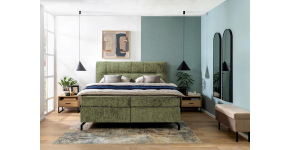 BOXSPRINGBETT 180/200 cm,  in Grün, Topper, H3 + H3 = fest  - Schwarz/Grün, Design, Textil/Metall (180/200cm) - Esposa