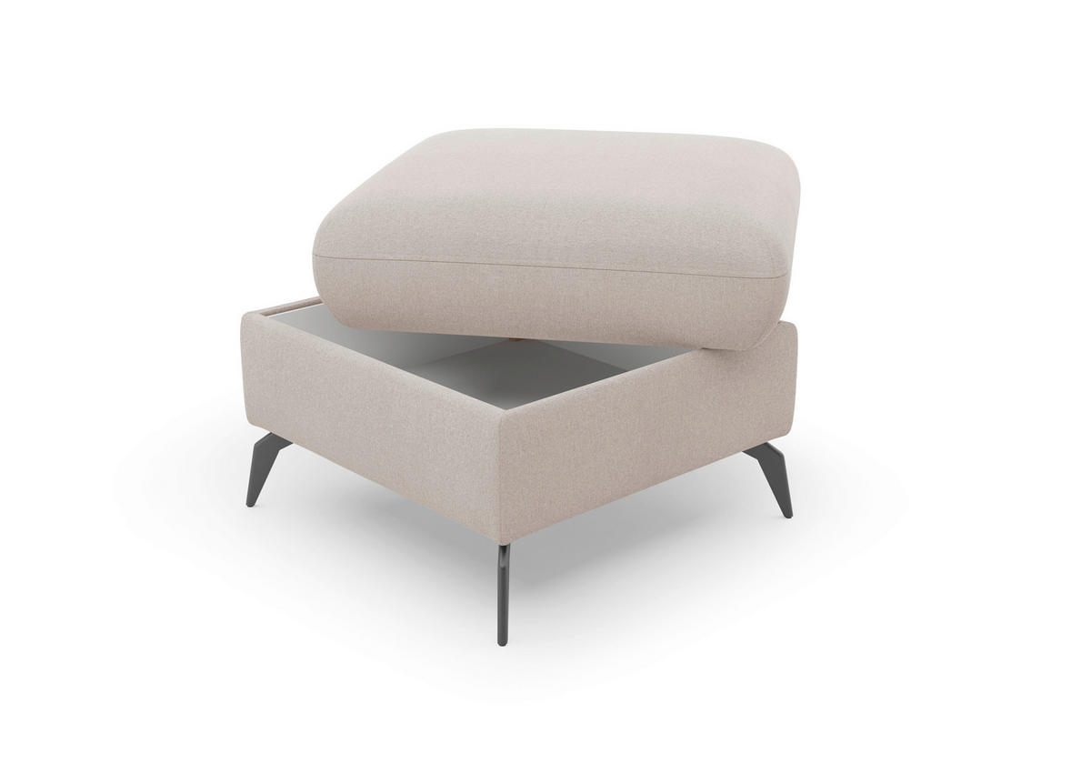 HOCKER Flachgewebe Greige  - Greige/Schwarz, KONVENTIONELL, Textil/Metall (58/50/58cm) - Sit & More
