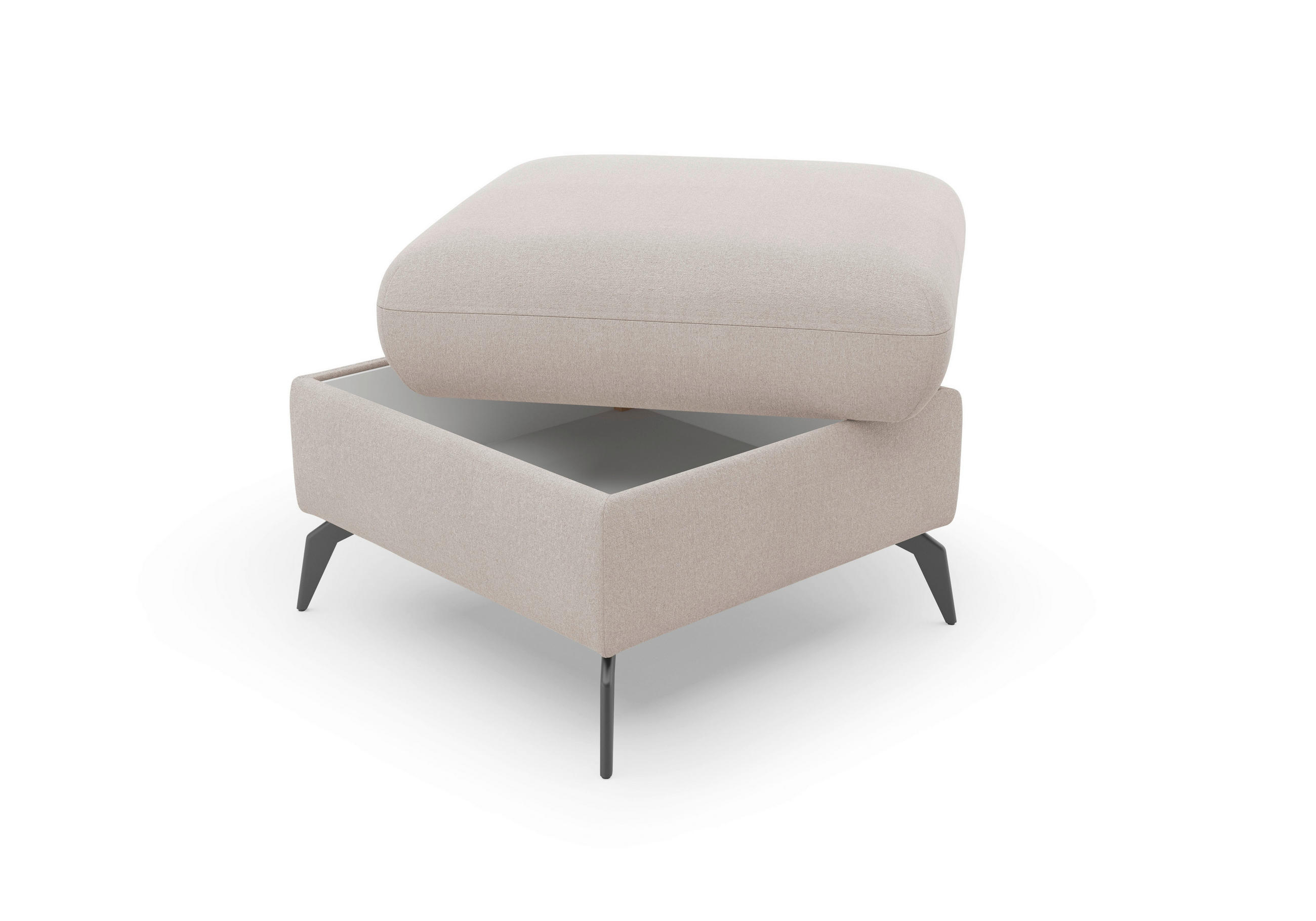 Thumbnail - Sit & More Hocker Rochelle E, Greige, Textil, quadratisch, 58x50x58 cm, Goldenes M, Oeko-Tex® Standard 100, Made in Euro...