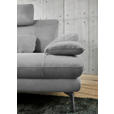 ECKSOFA  in Velours Hellgrau  184/284 cm  - Hellgrau/Schwarz, Design, Textil/Metall (184/284cm) - Dieter Knoll