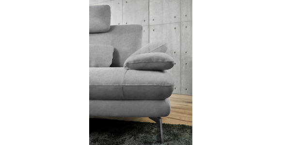 ECKSOFA  in Velours Hellgrau  184/284 cm  - Hellgrau/Schwarz, Design, Textil/Metall (184/284cm) - Dieter Knoll