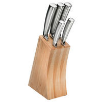 MESSERBLOCK Steel Edition No. 1 6-teilig  - Edelstahlfarben, Basics, Holz/Metall (30/21/8,2cm) - Justinus