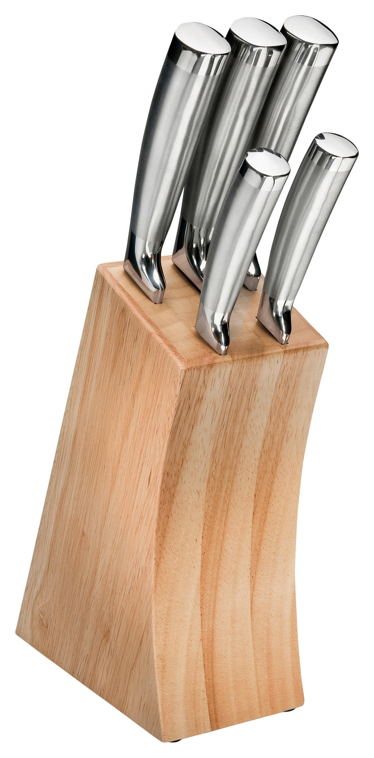 MESSERBLOCK Steel Edition No. 1 6-teilig  - Edelstahlfarben, Basics, Holz/Metall (30/21/8,2cm) - Justinus