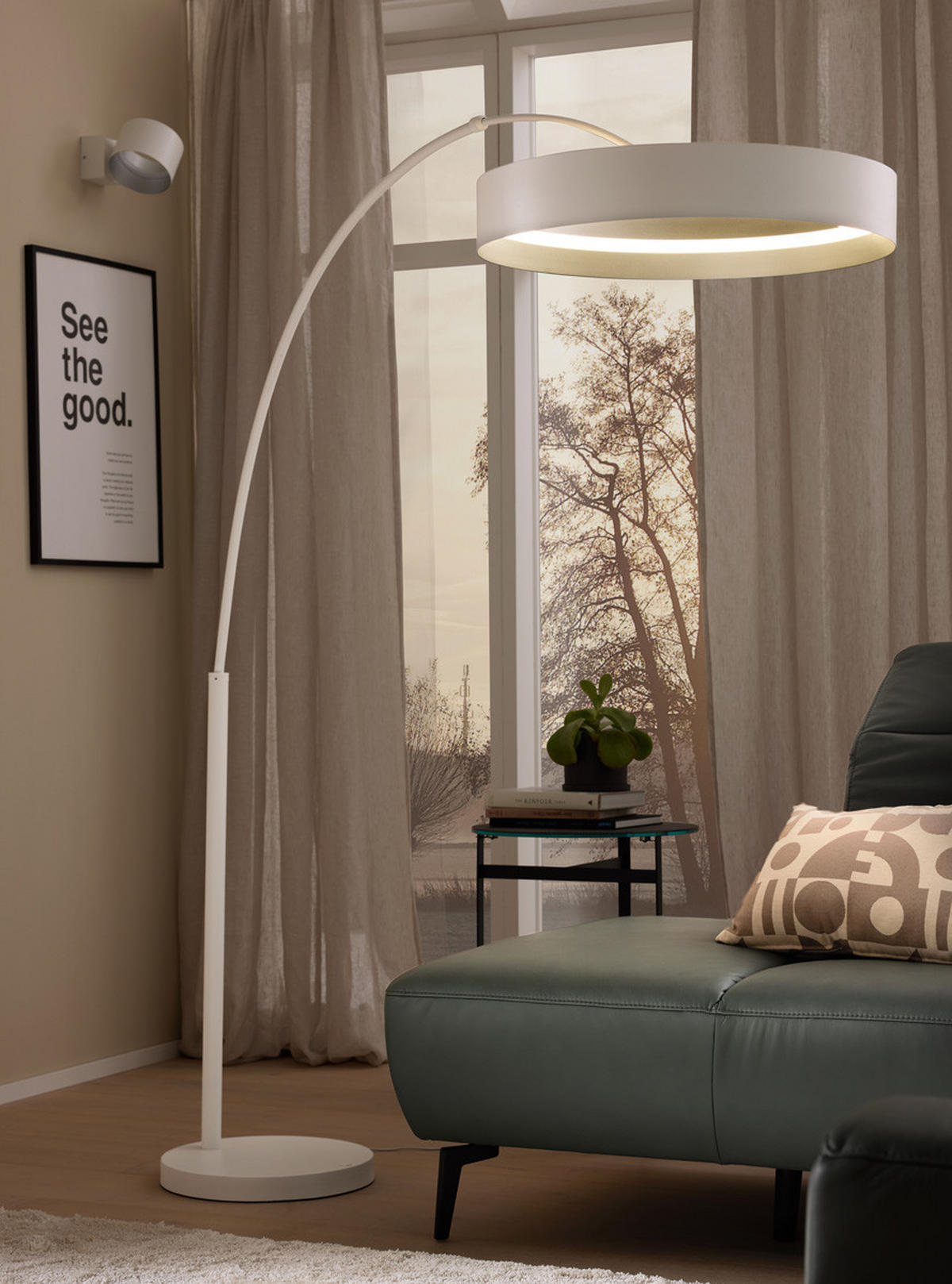 STOJACÍ LED SVÍTIDLO, 60/200 cm  - bílá/barvy stříbra, Design, kov (60/200cm) - Musterring