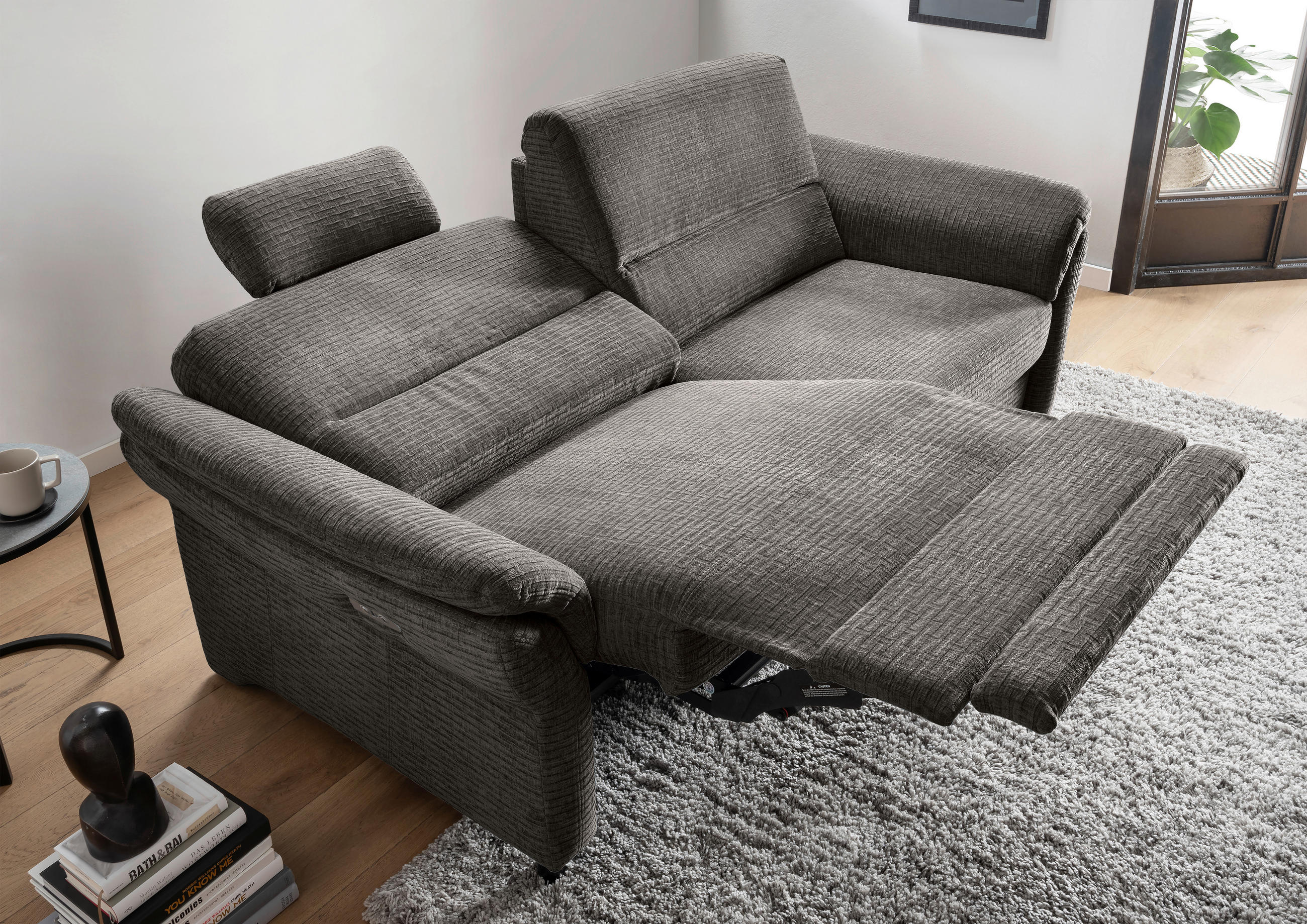 3-SITZER-SOFA in Mikrofaser Graubraun - Graubraun/Schwarz, Modern, Holz/Textil (192/90/89cm) - Livetastic