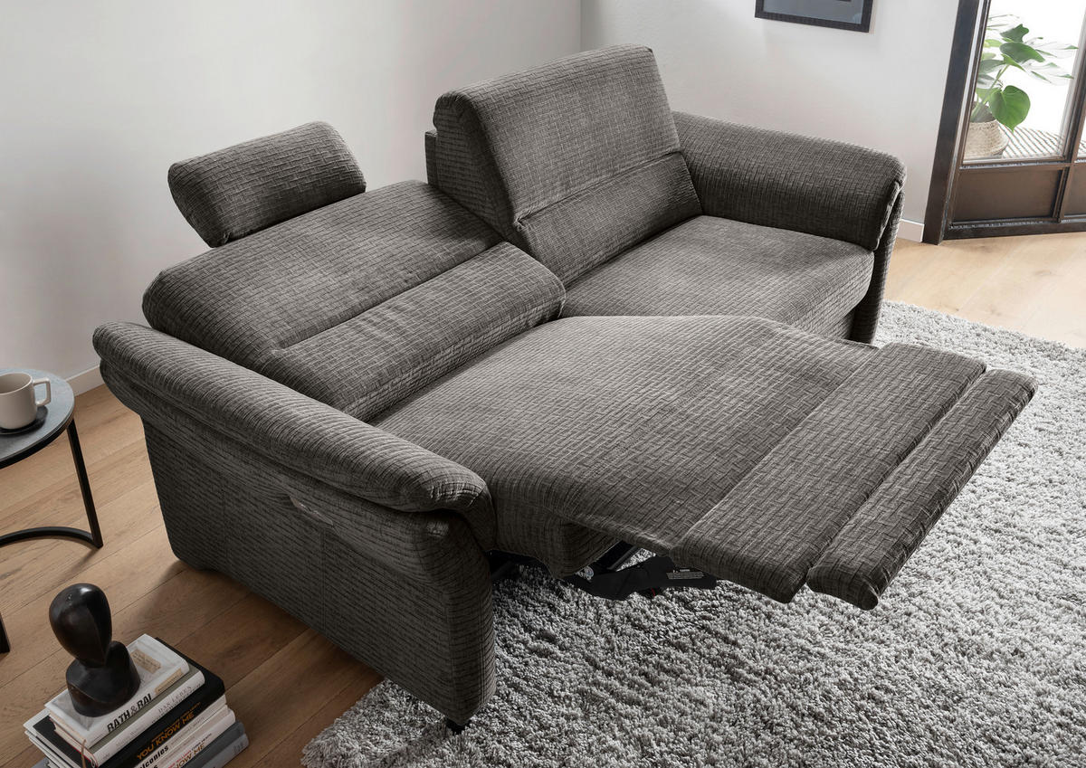 3-SITZER-SOFA in Mikrofaser Graubraun  - Graubraun/Schwarz, Modern, Holz/Textil (192/90/89cm) - Livetastic