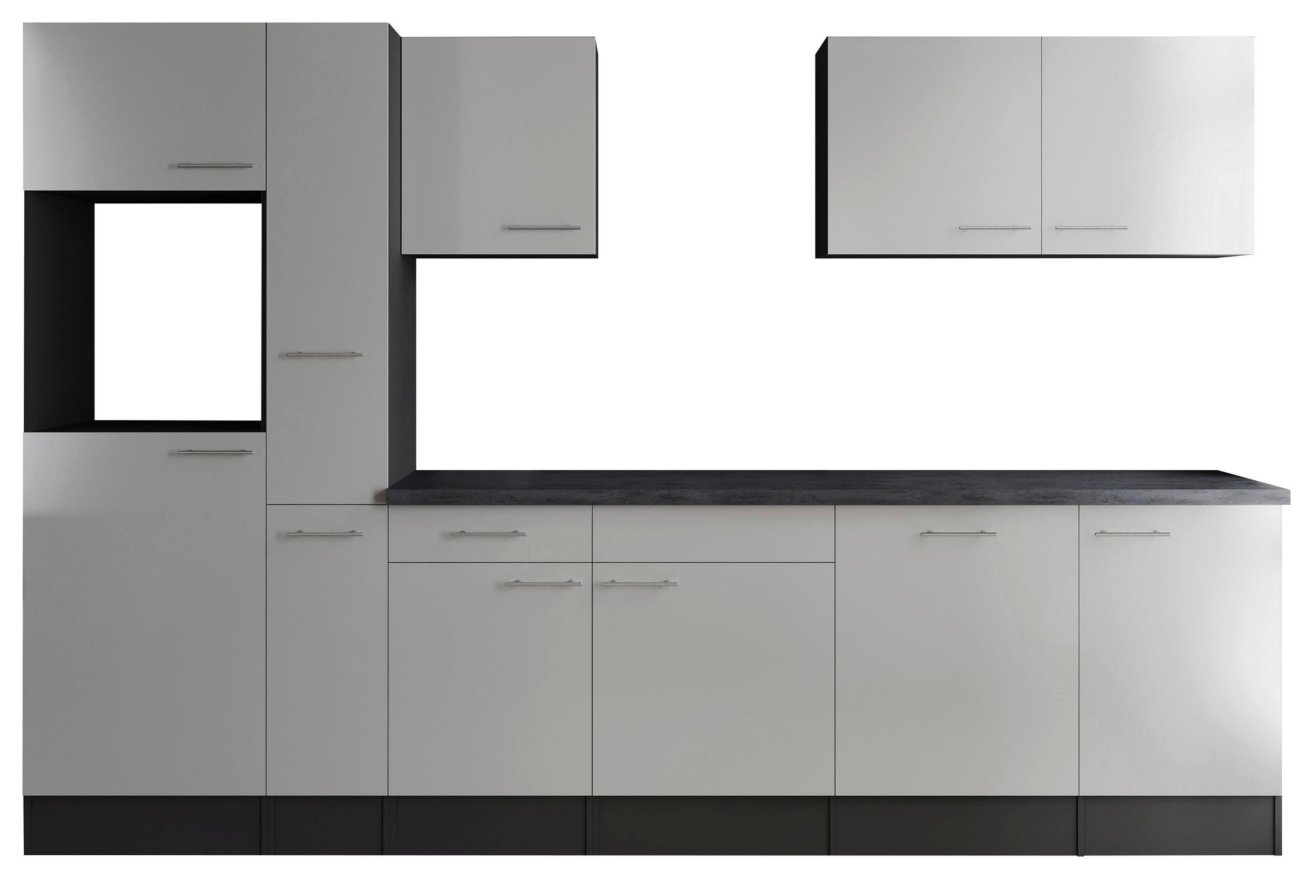 KÜCHENLEERBLOCK 310 cm   in Grau, Weiß  - Silberfarben/Weiß, Design, Holzwerkstoff/Metall (310cm) - Respekta