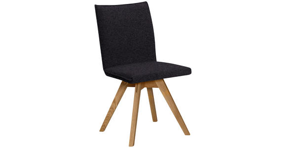 STUHL Samt Anthrazit, Eichefarben Wildeiche massiv  - Eichefarben/Anthrazit, KONVENTIONELL, Holz/Textil (60/91/61cm) - Moderano