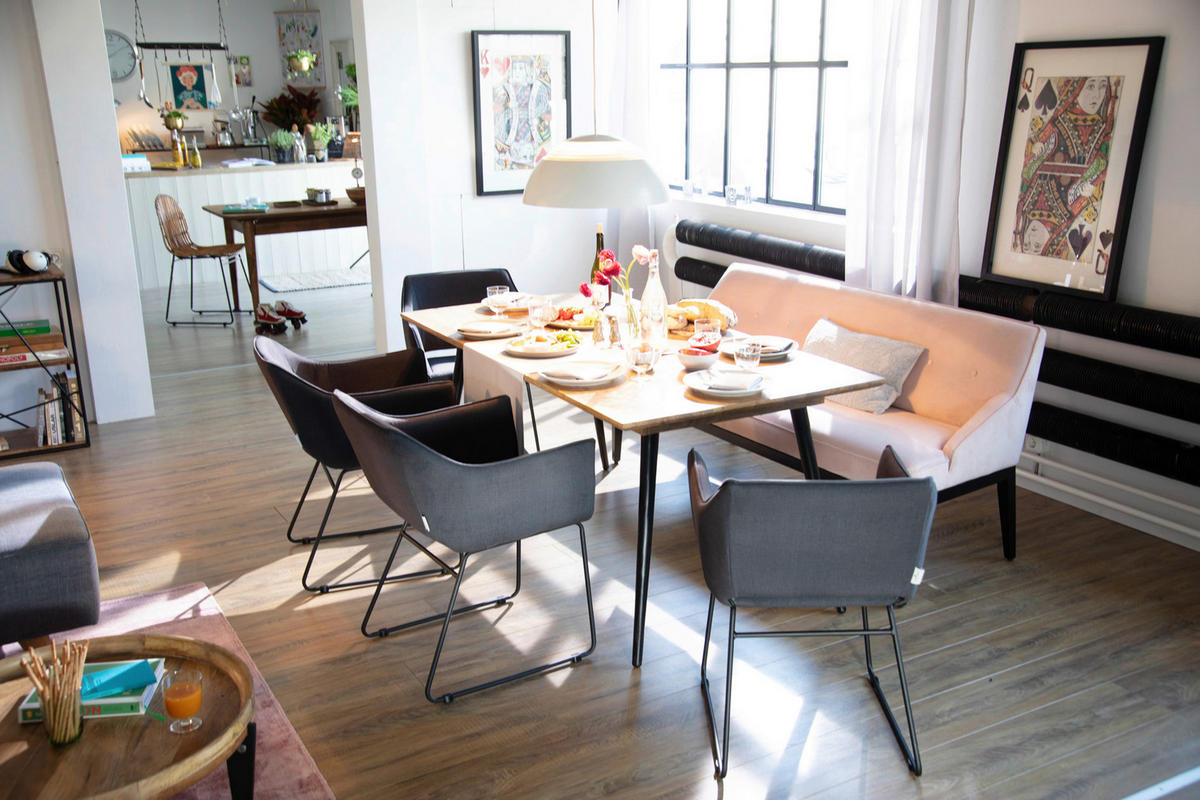 COUCHTISCH Mangoholz massiv 75/75/34 cm rund Naturfarben, Schwarz  - Schwarz/Naturfarben, Design, Holz/Metall (75/75/34cm) - MID.YOU