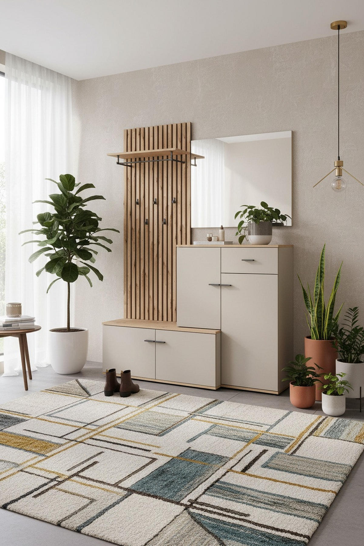 PREDSIEŇOVÝ NÁBYTOK, 148/199/38 cm - kašmírová/dub artisan, Design, kompozitné drevo/sklo (148/199/38cm) - Xora