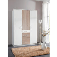 OMARA S KLASIČNIMI VRATI, bela, barve hrasta  - srebrne barve/barve hrasta, Design, umetna masa/leseni material (135/199/58cm) - Boxxx