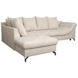 ECKSOFA Creme Struktur - Creme/Schwarz, KONVENTIONELL, Textil/Metall (194/274cm) - Carryhome