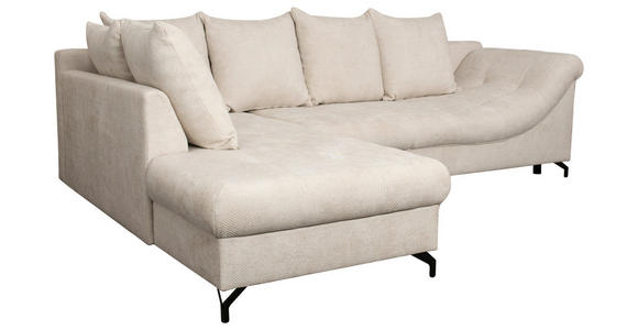 ECKSOFA Creme Struktur - Creme/Schwarz, KONVENTIONELL, Textil/Metall (194/274cm) - Carryhome