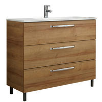 WASCHTISCHUNTERSCHRANK  - Chromfarben/Eichefarben, KONVENTIONELL, Holzwerkstoff/Kunststoff (100/77/43cm) - Xora