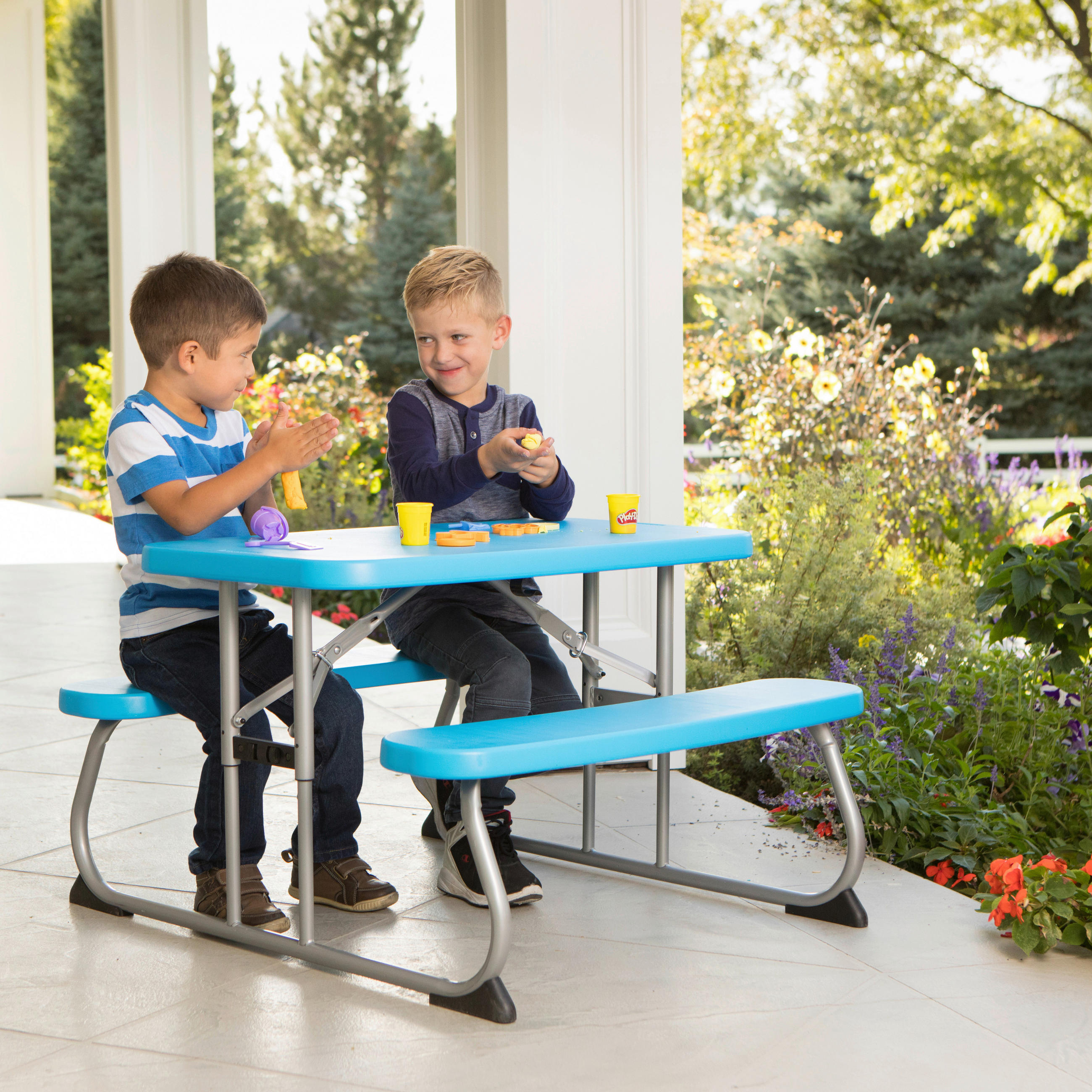KINDER-GARTENSET Metall, Kunststoff  - Hellblau, KONVENTIONELL, Kunststoff/Metall (90/53/83cm) - Ambia Garden