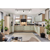 ECKKÜCHE  in Eichefarben, Salbeigrün  - Eichefarben/Salbeigrün, Basics, Holzwerkstoff/Metall (120/365/245cm) - Venda