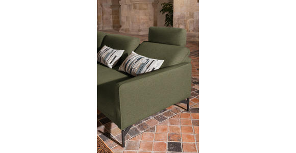 ECKSOFA in Flachgewebe, Struktur Olivgrün  - Anthrazit/Olivgrün, Design, Textil/Metall (230/254cm) - Ambiente