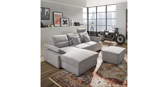 WOHNLANDSCHAFT inkl.Funktionen Hellgrau Webstoff - Dunkelbraun/Hellgrau, Design, Kunststoff/Textil (166/258cm) - Cantus