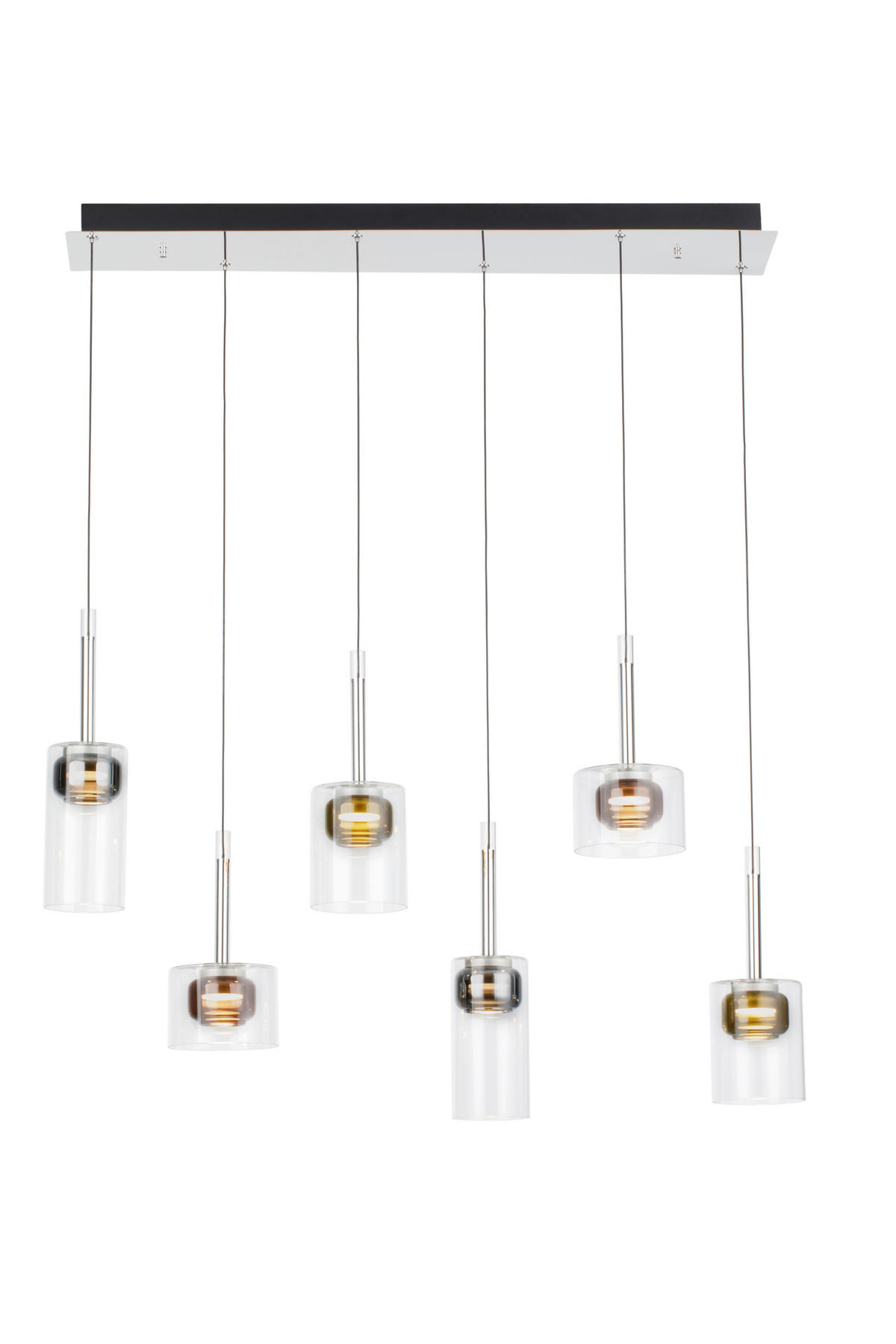 LED-HÄNGELEUCHTE Split 95,5/24/150 cm  - Klar/Chromfarben, Design, Glas/Kunststoff (95,5/24/150cm) - Dieter Knoll