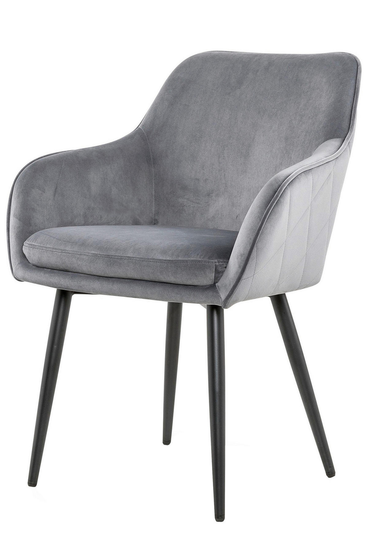 ARMLEHNSTUHL  in Samt  - Schwarz/Grau, MODERN, Textil/Metall (61/85/60cm) - Livetastic
