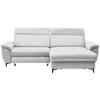 ECKSOFA in Chenille Ecru  - Ecru/Schwarz, Design, Textil/Metall (185/256cm) - Stylife