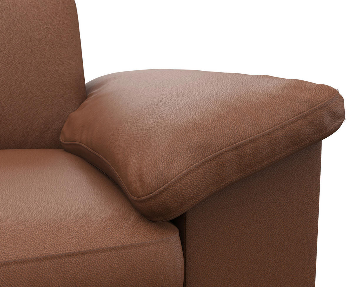ECKSOFA Kastanienfarben Echtleder  - Kastanienfarben/Schwarz, Design, Leder/Metall (225/247cm) - Livetastic