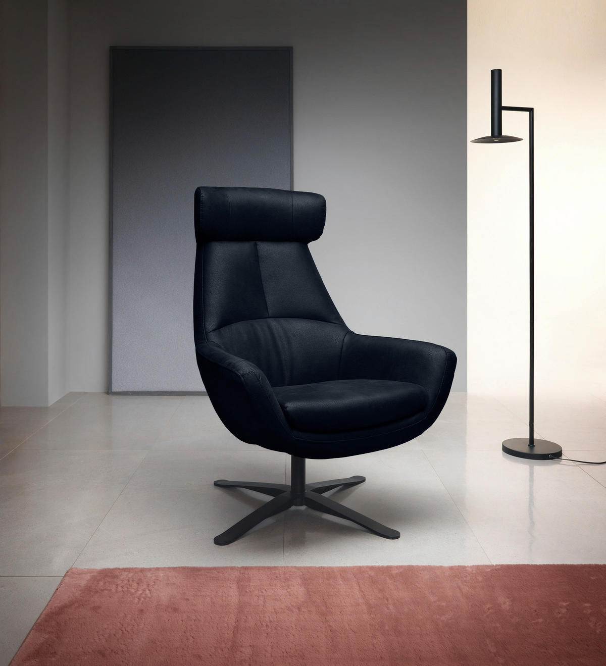 SESSEL BE ORGANIC Mikrofaser Blau    - Blau/Schwarz, MODERN, Textil/Metall (81/112/83cm) - Trendmanufaktur