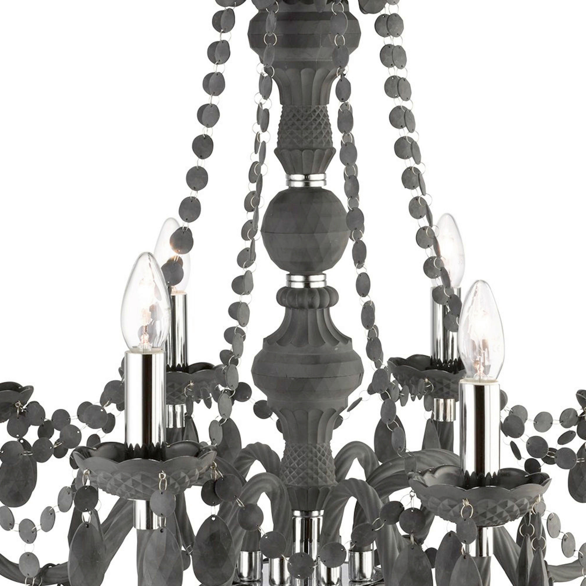 Thumbnail - Searchlight Kronleuchter Marie Therese, Grau, Chrom, Metall, Kunststoff, 150 cm, Lampen & Leuchten, Innenbeleuchtung, Hä...