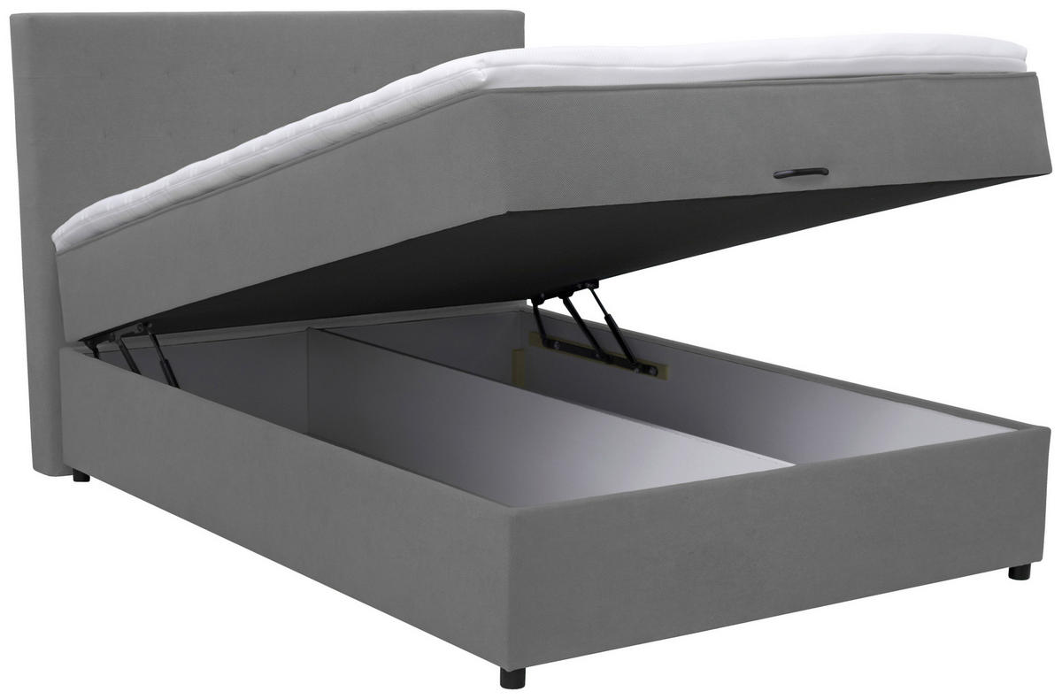 BOXBETT 160/200 cm  in Grau  - Schwarz/Grau, KONVENTIONELL, Kunststoff/Textil (160/200cm) - Moderano