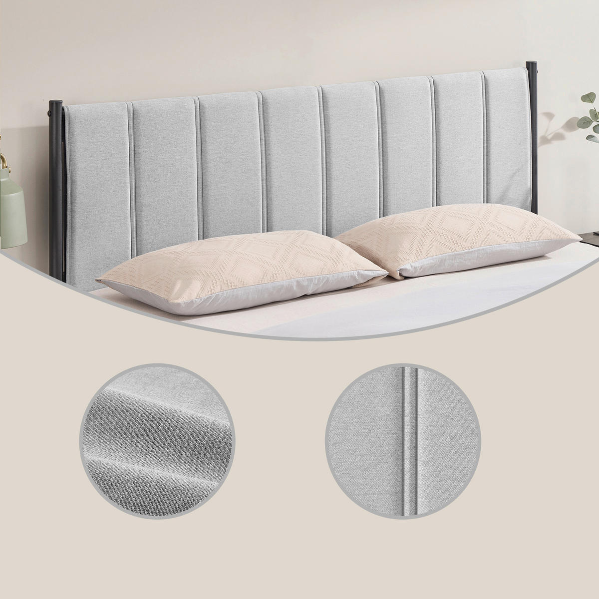 BETT 160/200 cm,  in Grau, Schwarz,  - Schwarz/Grau, Basics, Textil/Metall (160/200cm) - Boxxx