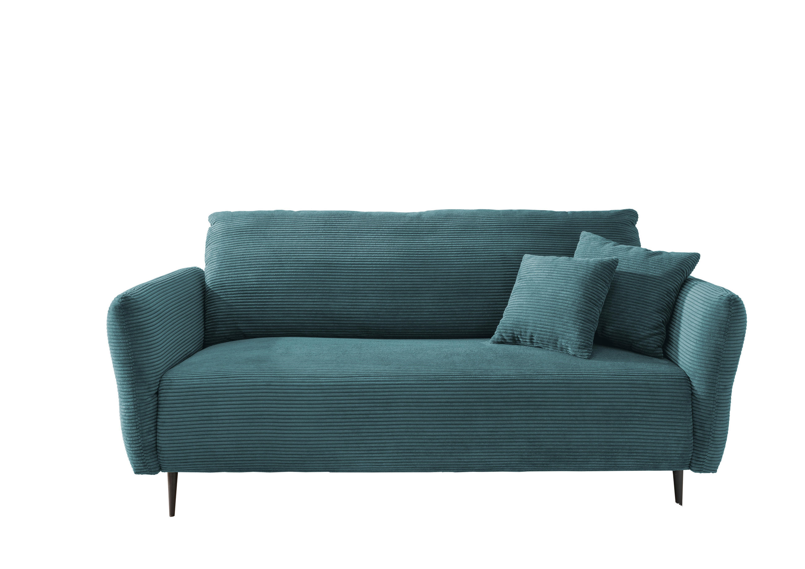 3-SITZER-SOFA in Cord Petrol  - Petrol/Schwarz, Design, Textil/Metall (201/97/102cm) - Livetastic