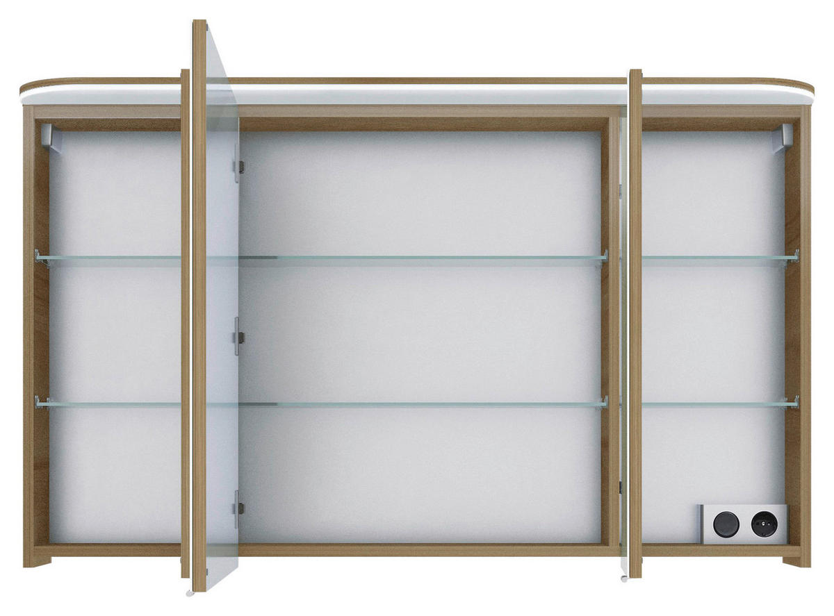 SPIEGELSCHRANK 120/72,3/17 cm  - Chromfarben/Eichefarben, KONVENTIONELL, Glas/Holzwerkstoff (120/72,3/17cm) - Pelipal