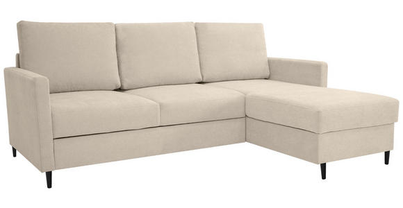 ECKSOFA Beige Chenille  - Beige/Schwarz, KONVENTIONELL, Holz/Textil (159/221cm) - Carryhome