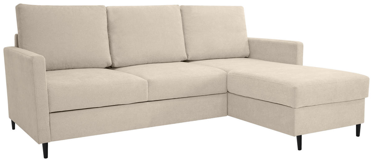 ECKSOFA in Chenille Beige  - Beige/Schwarz, Konventionell, Holz/Textil (159/221cm) - Carryhome