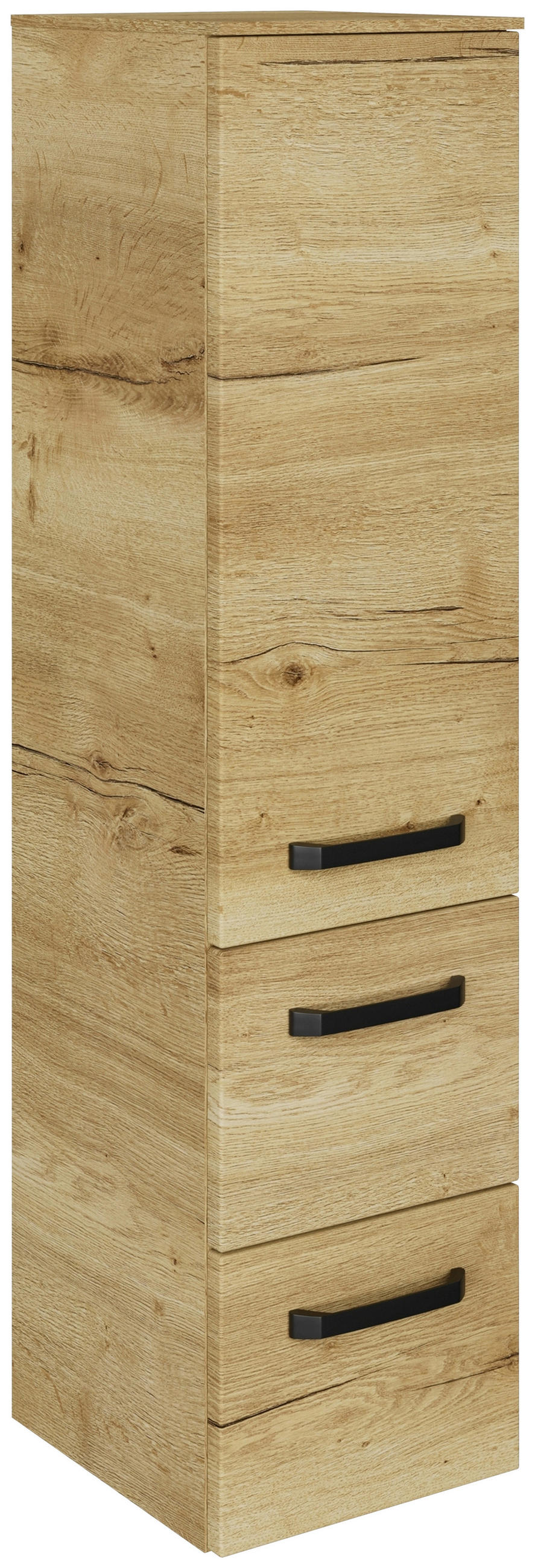 MIDISCHRANK 30/121/33 cm  - Eichefarben/Schwarz, MODERN, Glas/Holzwerkstoff (30/121/33cm) - Sadena