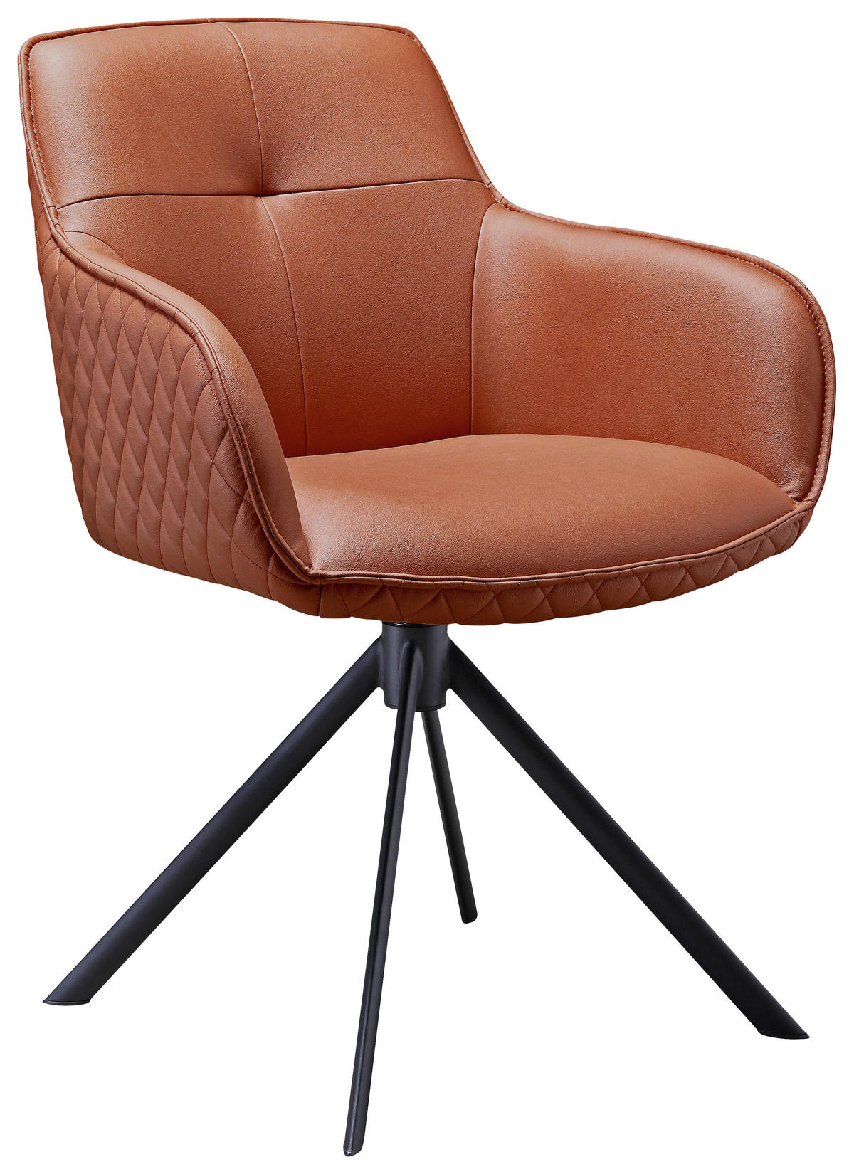 ARMLEHNSTUHL  in Eisen Mikrofaser  - Cognac/Schwarz, Design, Textil/Metall (60,5/83,5/62,5cm) - Novel